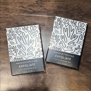 2 Naked & Thriving Exfoliate Clay Cleansing Bar Soap 4oz Lot Bundle